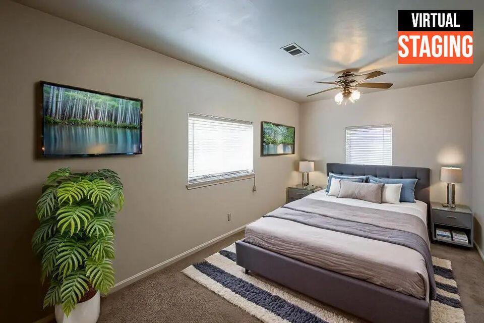 5747 Wilson Hill Road Manton, CA 96059 - Photo 19 of 31 a bedroom with a bed and a chandelier