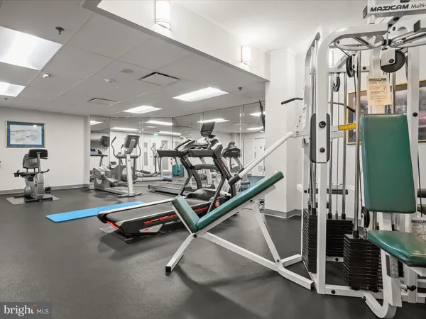 a view of a room with gym equipment