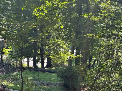 a backyard of a house with lots of green space and garden
