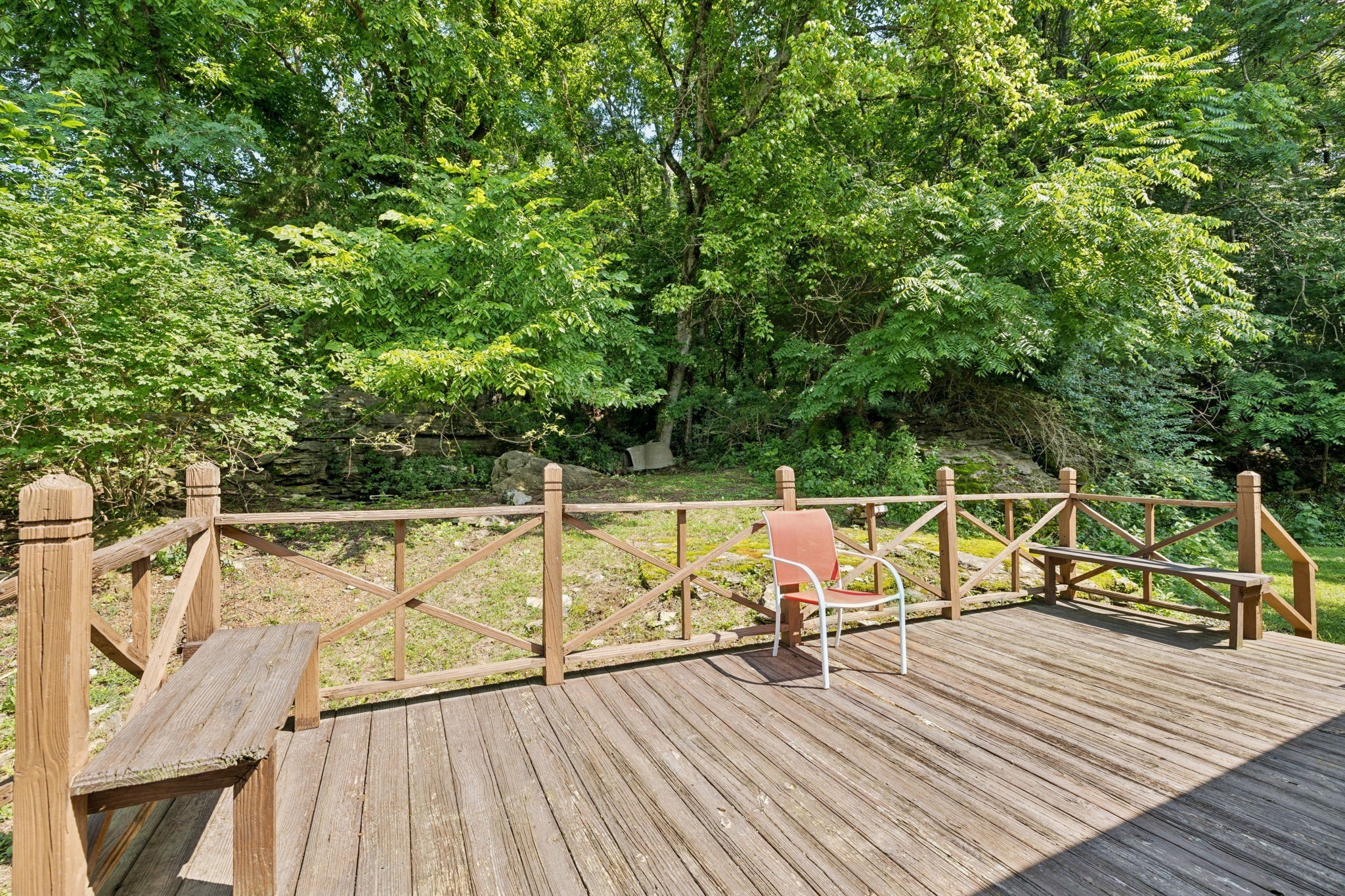 8663 Dog Branch Road Mount Pleasant, TN 38474 - Photo 31 of 42 a view of deck with seating area and trees around