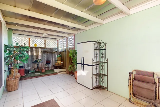 a storage room with furniture