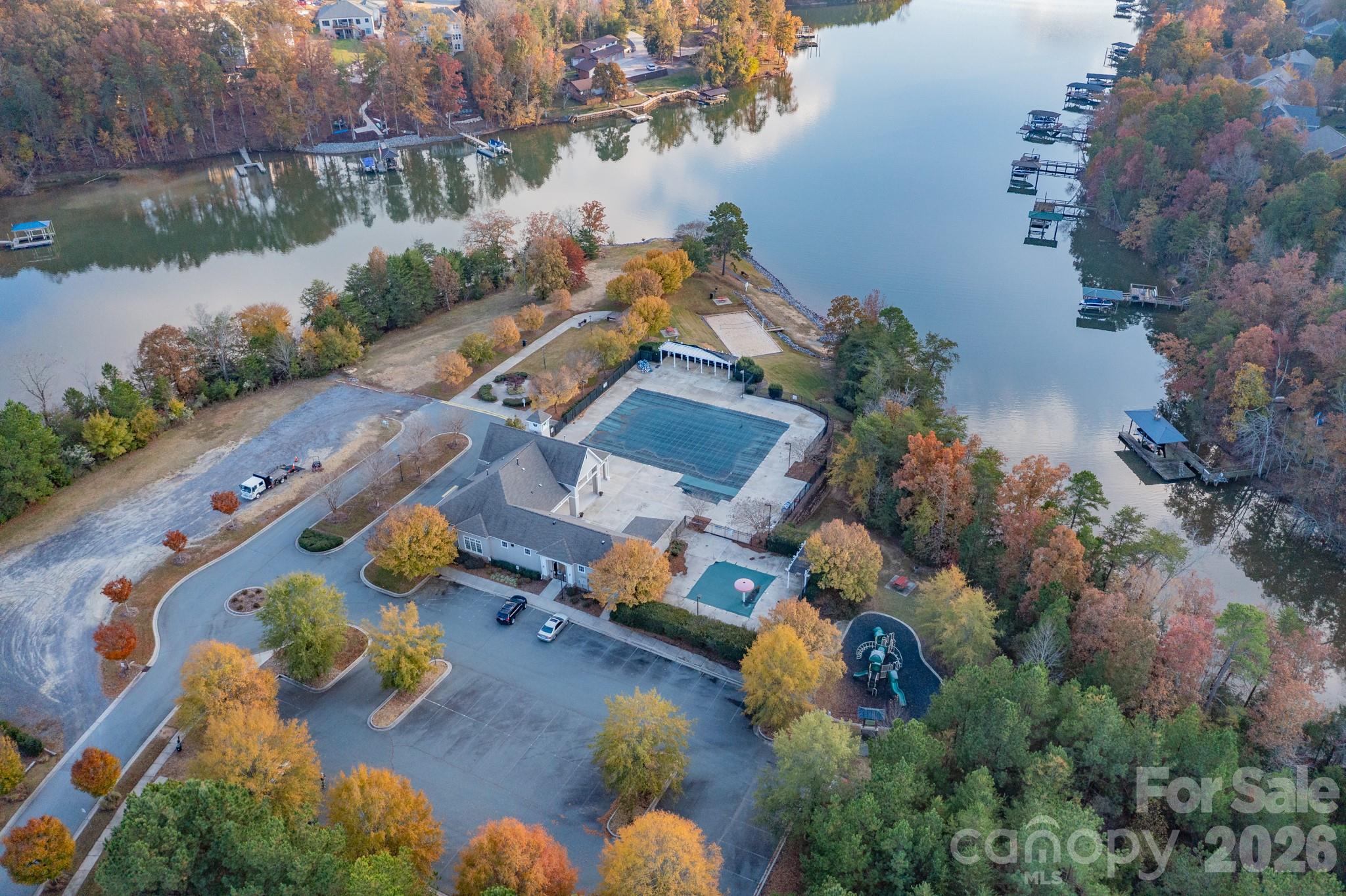 114 Inlet Point Drive Tega Cay, SC 29708 - Photo 37 of 40 an aerial view of house with yard swimming pool and outdoor seating