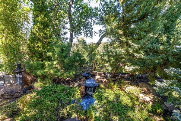 a view of backyard with green space