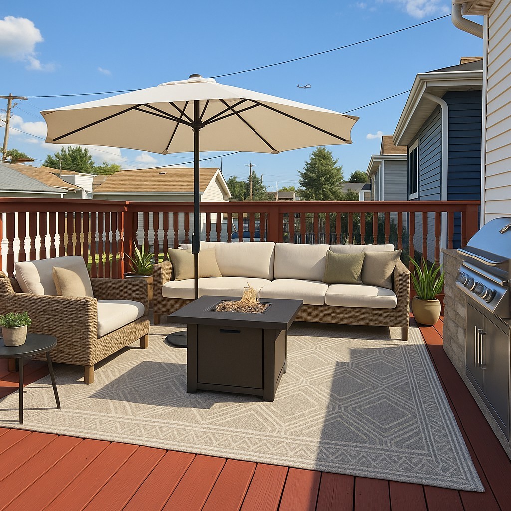 5657 North Parkside Avenue Chicago, IL 60646 - Photo 12 of 29 a balcony with furniture and umbrella
