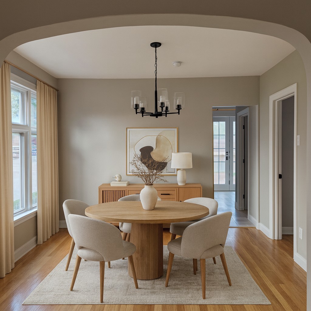 5657 North Parkside Avenue Chicago, IL 60646 - Photo 6 of 29 a dining room with furniture wooden floor a rug and a chandelier