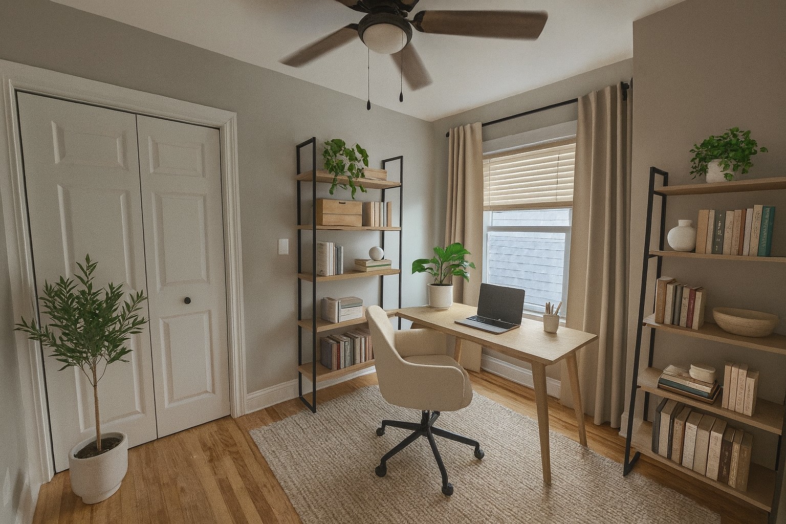 5657 North Parkside Avenue Chicago, IL 60646 - Photo 9 of 29 a view of a workspace with furniture and a potted plant