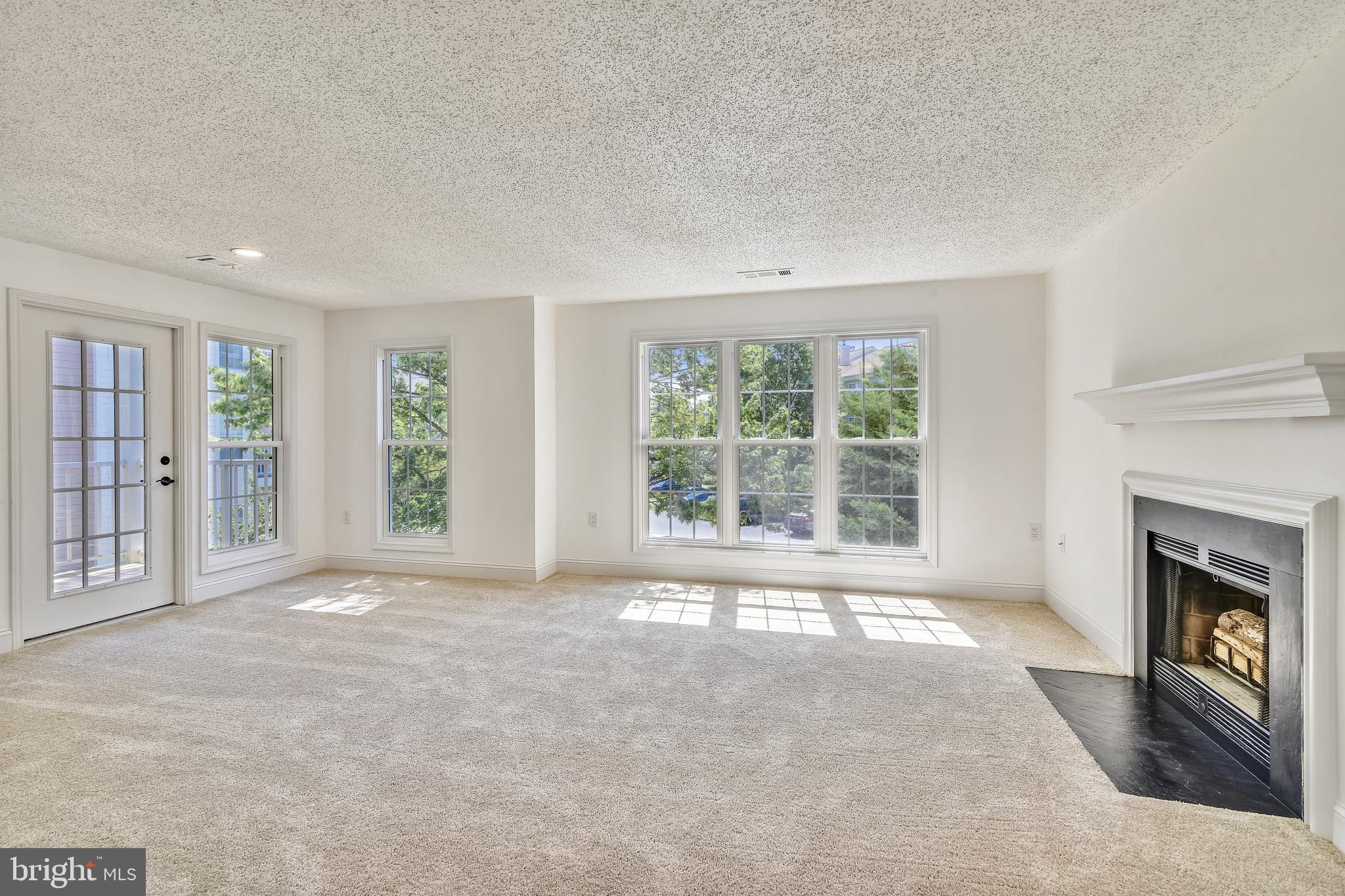 20991 Timber Ridge Terrace, Unit 204 Ashburn, VA 20147 - Photo 32 of 52 Living Room with Fireplace and 3 Large Windows