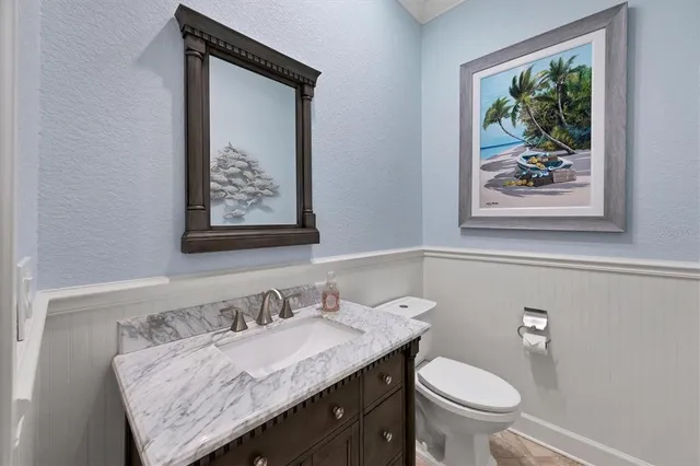 a view of a swimming pool with an ocean view