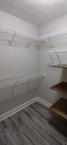 a view of an empty walk in closet