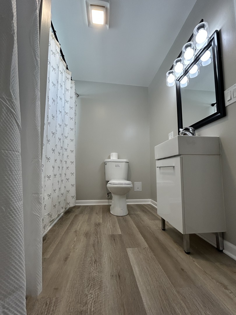 4834 North Ridgeway Avenue, Unit 3 Chicago, IL 60625 - Photo 8 of 12 a bathroom with a sink a toilet and mirror