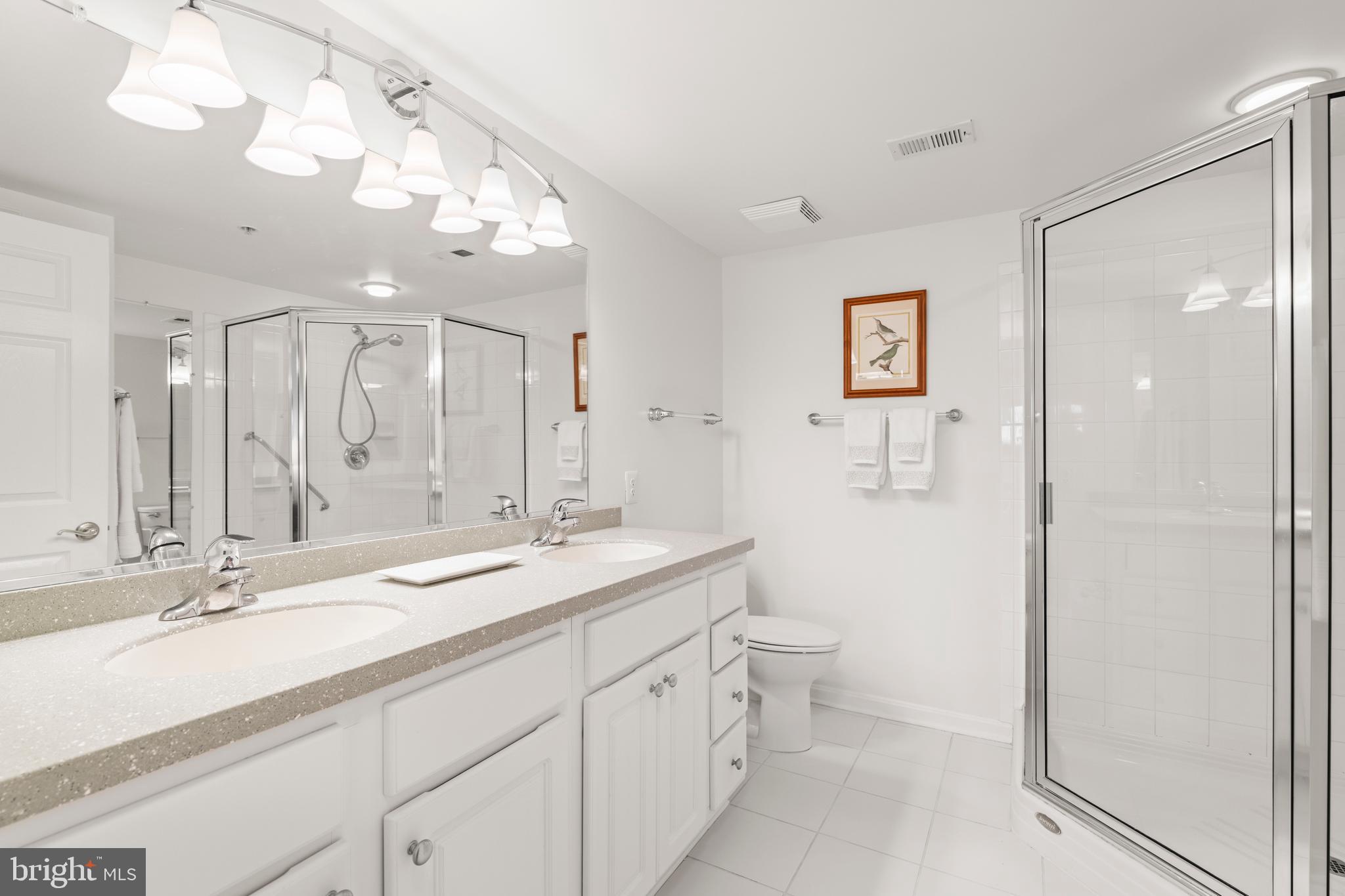 12246 Roundwood Road, Unit 507 Lutherville-Timonium, MD 21093 - Photo 33 of 58 Primary Bathroom wit Double Sink Vanity & Shower