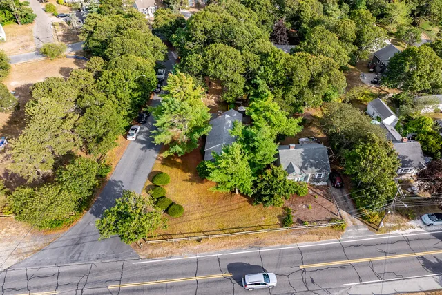 an aerial view of a residential houses