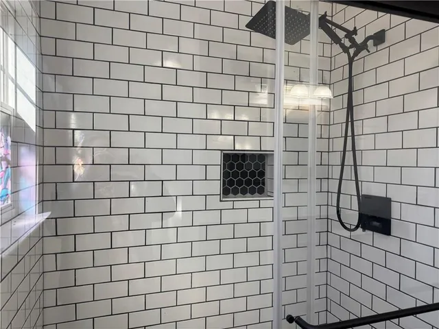 a bathroom with a shower