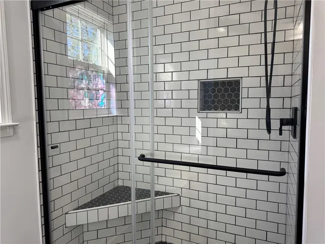 a bathroom with a shower