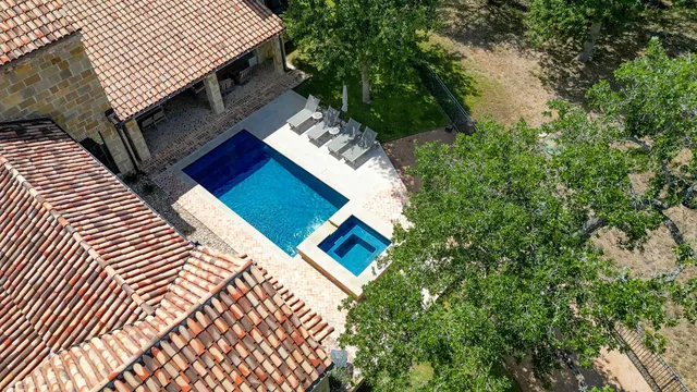 an aerial view of a house