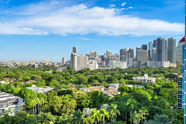 a view of a city with tall buildings