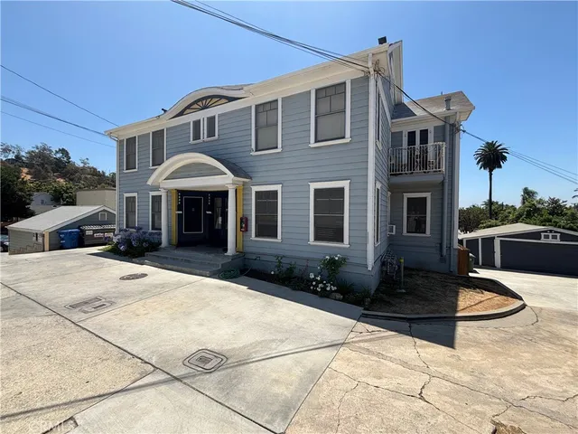 a front view of a house with entertaining space