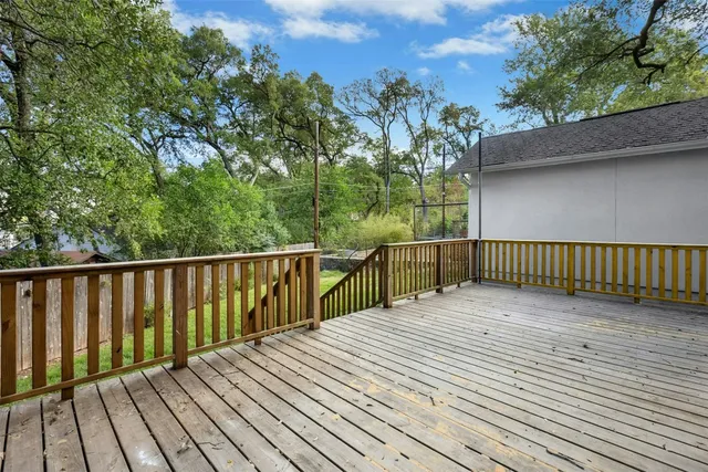 a view of wooden deck