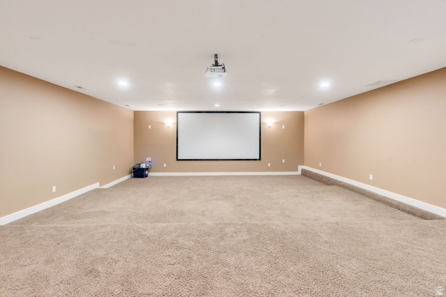 1355 West 1000 South Mapleton, UT 84664 - Photo 48 of 68 Dedicated home theater space featuring a large projection screen and ceiling-mounted projector