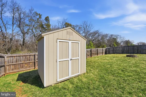 a view of a garage with storage