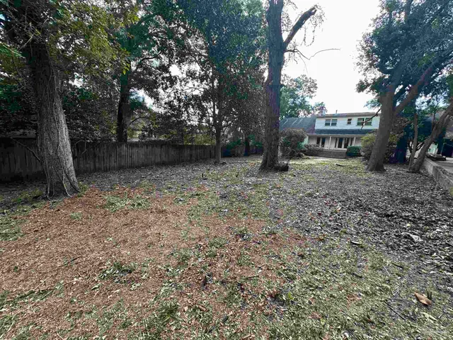 a backyard of a house with lots of green space