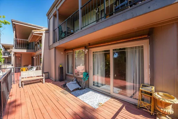 a view of outdoor space deck and kitchen