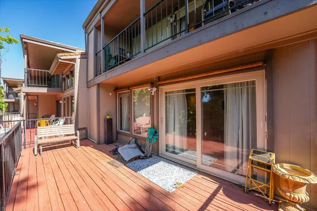 a view of outdoor space deck and kitchen