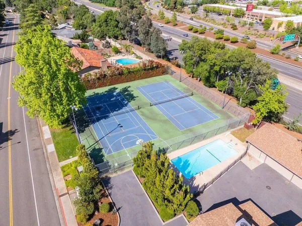 an aerial view of a house