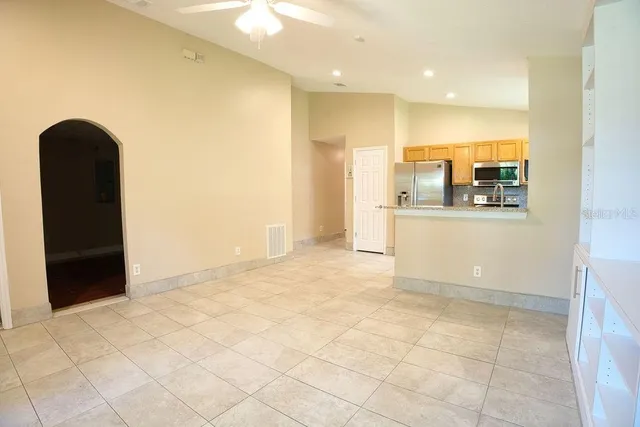 a view of a big room with wooden floor