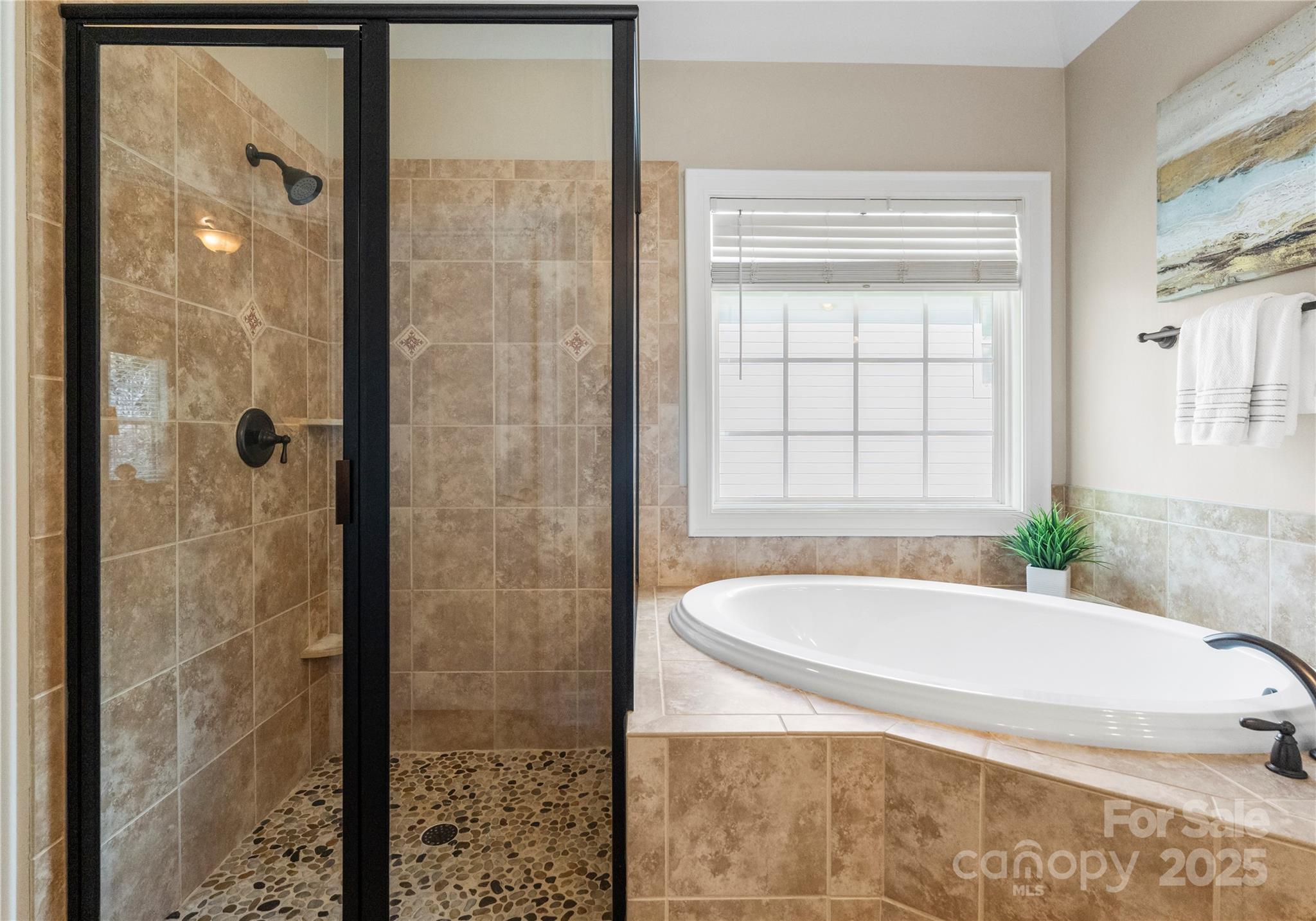 2105 Lanier Avenue Charlotte, NC 28205 - Photo 23 of 31 a bathroom with a granite countertop bathtub and shower