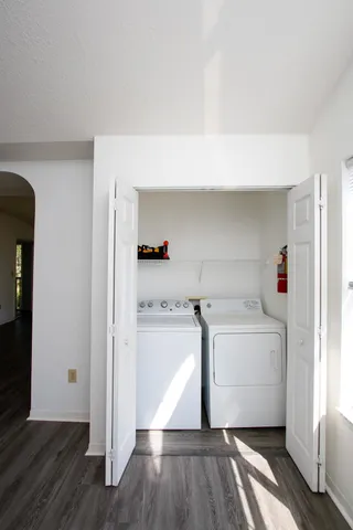 a room with a washer and dryer