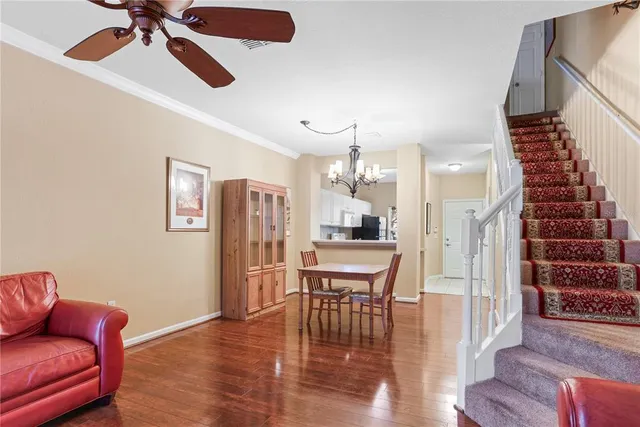 a view of a porch of a house