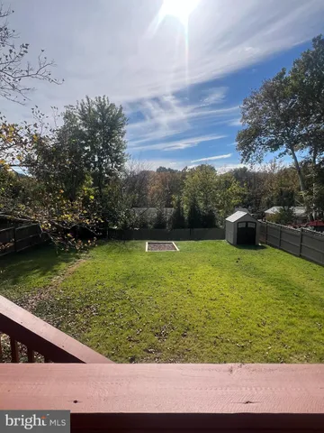 a view of a garden with an outdoor space