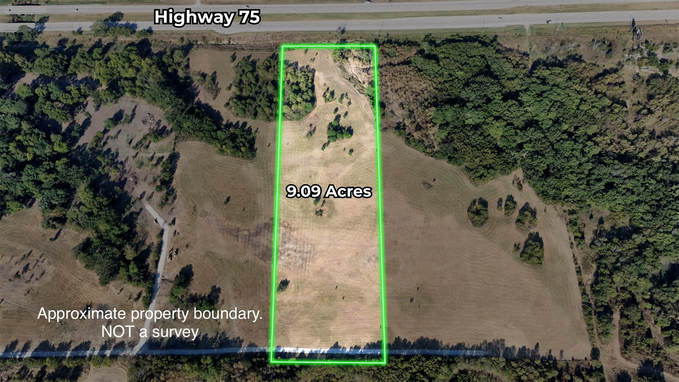 Aerial view displaying the approximate boundary of Lot 3