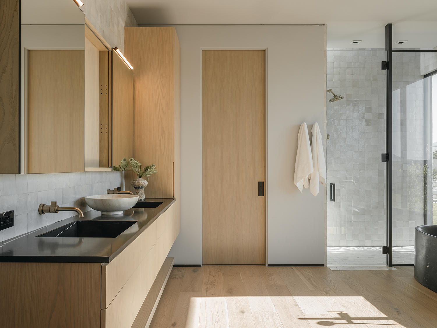 4 Echo Lane Rancho Mirage, CA 92270 - Photo 28 of 40 a bathroom with a double sink shower and a mirror