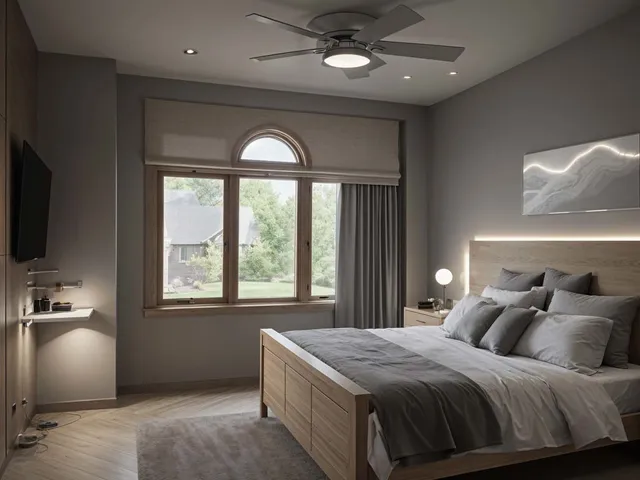 a bedroom with a large bed and tv