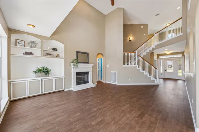 a view of livingroom with furniture and fireplace