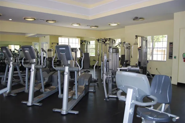 a view of a room with gym equipment