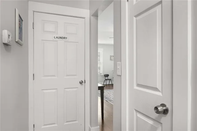 a view of room with window and ceiling fan