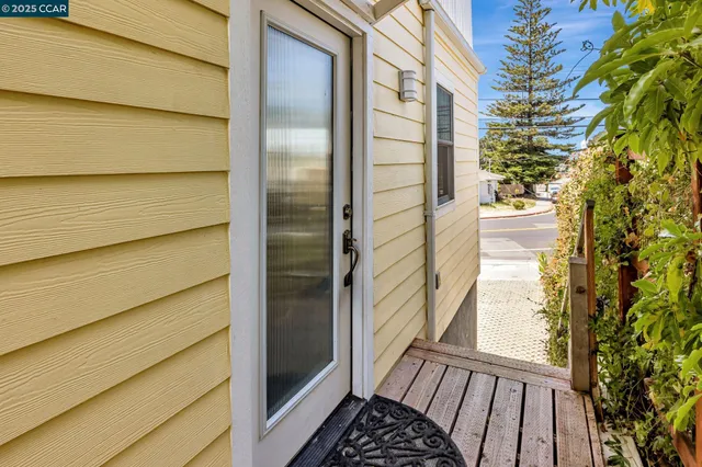 a view of a balcony from door
