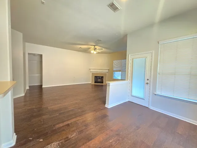a view of a livingroom with a fireplace