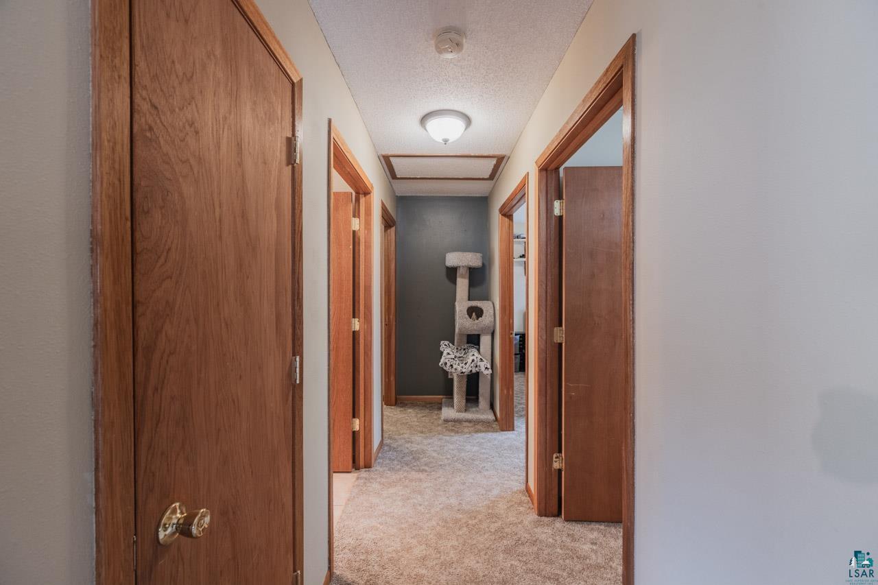228 3rd Street Southeast Cook, MN 55723 - Photo 10 of 30 Hallway with wood-finish doors and trim, neutral carpeting, and recessed ceiling lighting