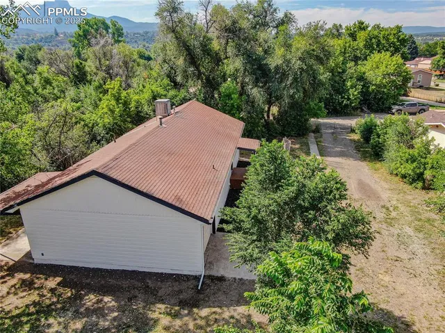 an aerial view of a house