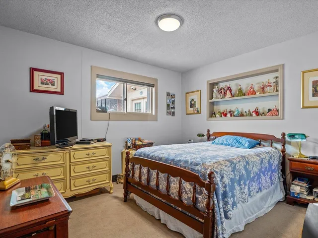 a bedroom with a bed and a tv