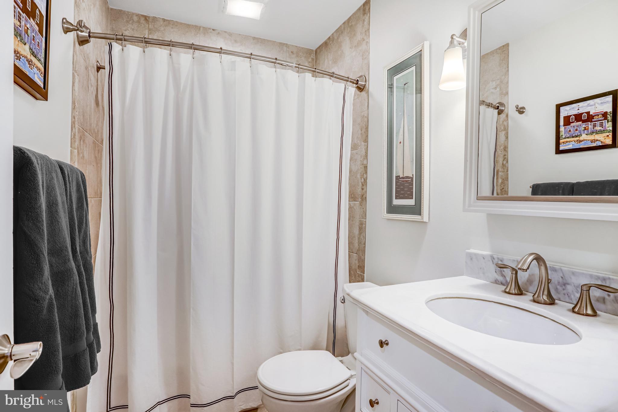 6737 Baron Road McLean, VA 22101 - Photo 20 of 36 a bathroom with a sink a toilet and a mirror