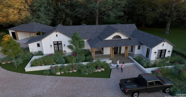 an aerial view of a house