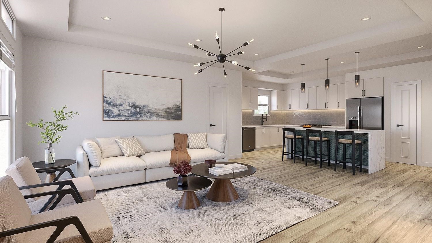 4805 Paula Houston, TX 77033 - Photo 39 of 44 a living room with furniture kitchen view and a chandelier