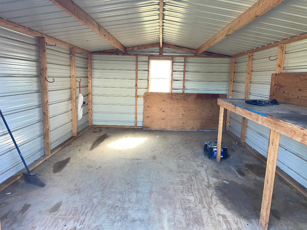 Garage with a workshop area