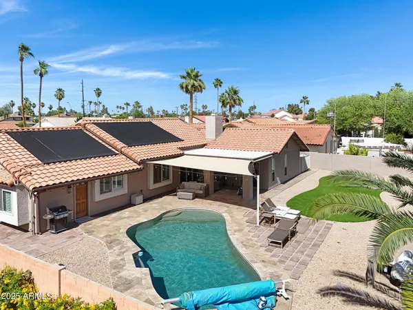 a view of a house with a patio