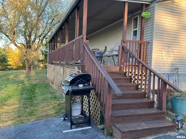 a view of a park with large trees